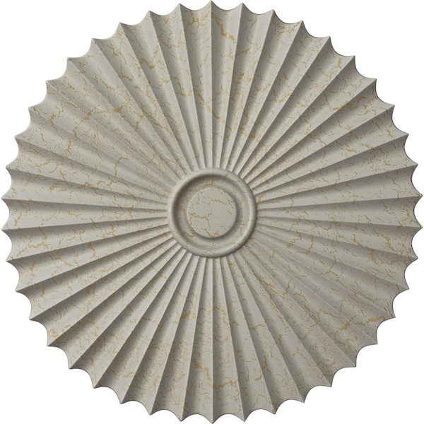 Ekena Millwork Shakuras Ceiling Medallion (For Canopies up to 5 3/4"), 33 7/8"OD x 2"P, Pot of Cream Crackle CM34SHPCC - main